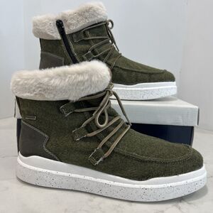 Romika NEW Helsinki 01 Ankle Fleece‎ Faux Fur Sneaker Boot Green  EU41 US10-10.5